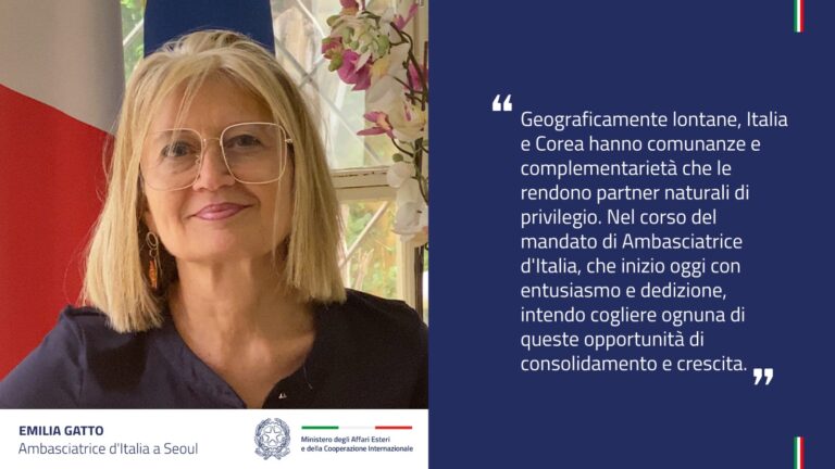 Emilia Gatto nuova Ambasciatrice d’Italia a Seoul