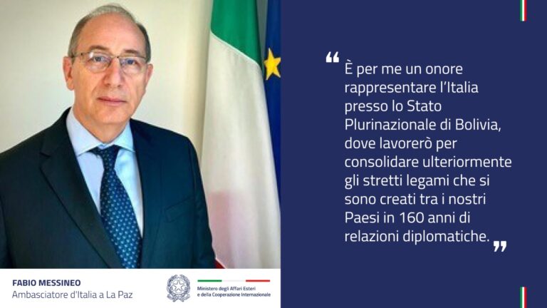 Fabio Messineo nominato Ambasciatore d’Italia a La Paz