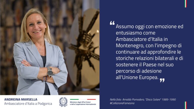 Passaggio di consegne a Podgorica: Andreina Marsella nuovo Ambasciatore in Montenegro