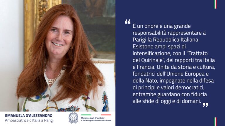 Emanuela D’Alessandro nuova Ambasciatrice d’Italia a Parigi