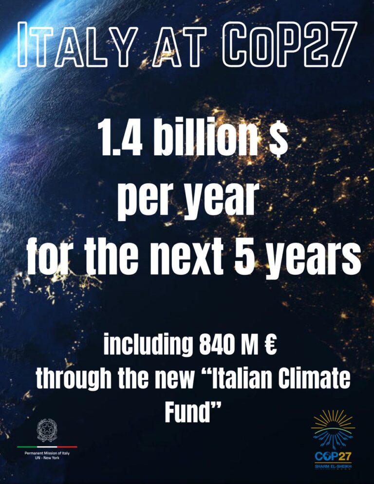 COP27: Italia tiene a battesimo il Fondo Italiano per il Clima