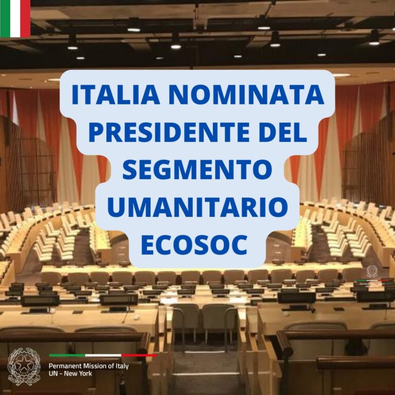 Italia nominata alla presidenza del segmento umanitario