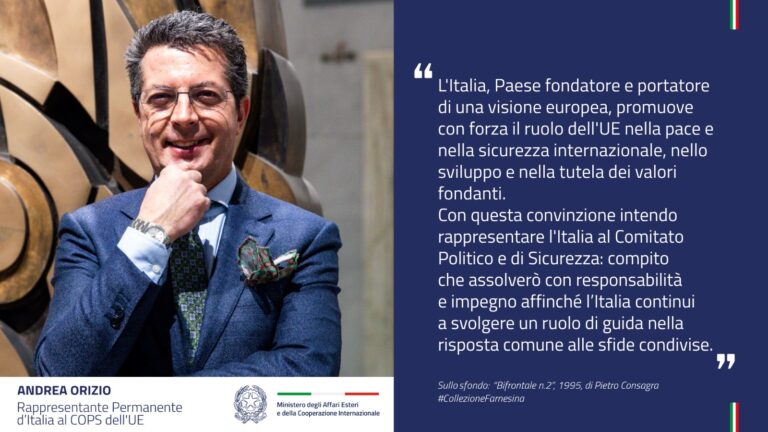 Andrea Orizio nuovo Rappresentante Permanente al Comitato Politico e di Sicurezza UE