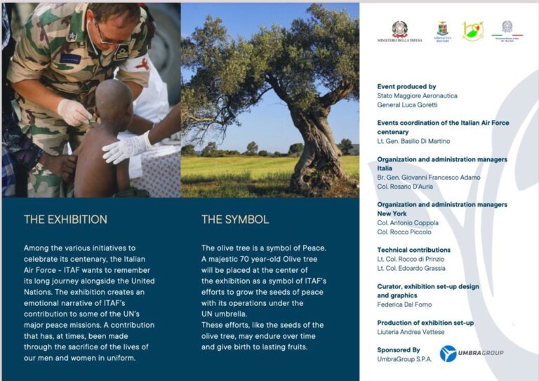 100 years of Italian Air Force: an olive tree at the UN is symbol of commitment to peacekeeping