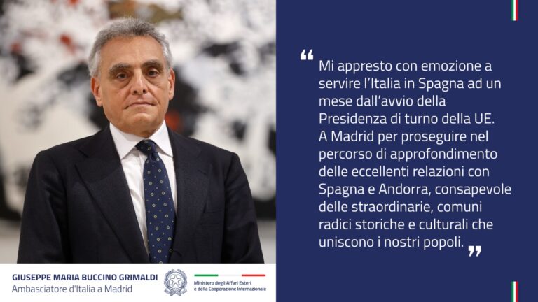 Giuseppe Maria Buccino Grimaldi nuovo Ambasciatore d’Italia in Spagna