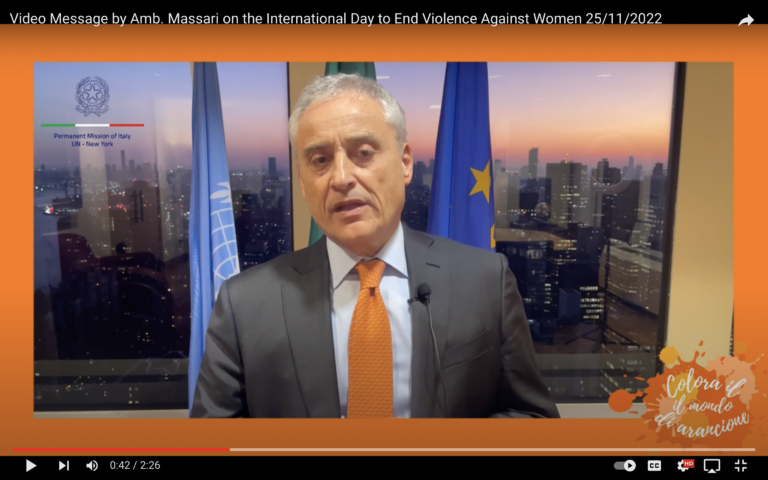 #OrangeTheWorld: in un video-messaggio l'Amb. Massari aderisce alla campagna ONU