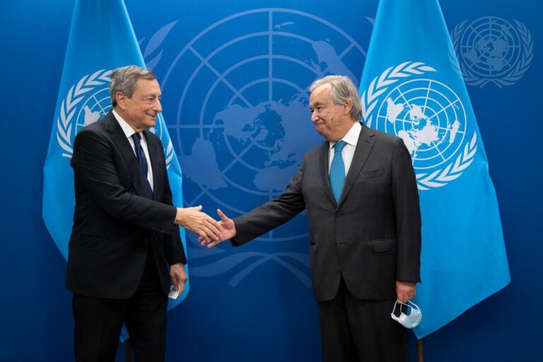 UNGA77: Guterres saluta Draghi, “vero campione del multilateralismo”