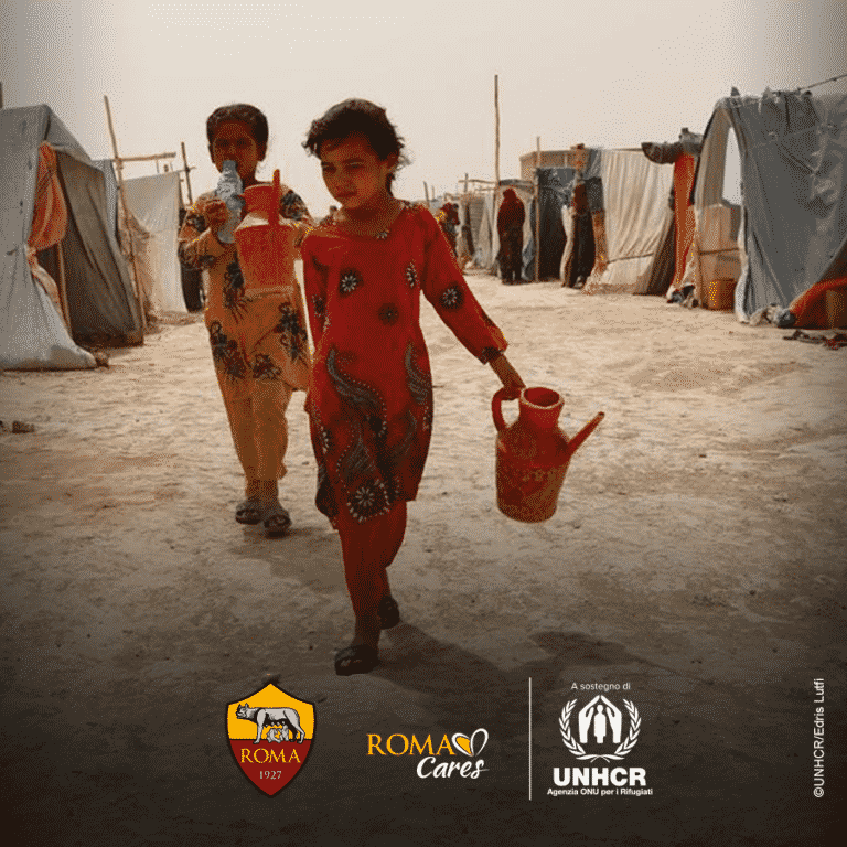 Afghanistan: solidarietà, il logo dell’UNHCR sulle magliette dell’As Roma