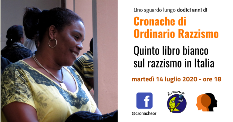 Oggi online la presentazione del ‘Quinto libro bianco sul razzismo in Italia’